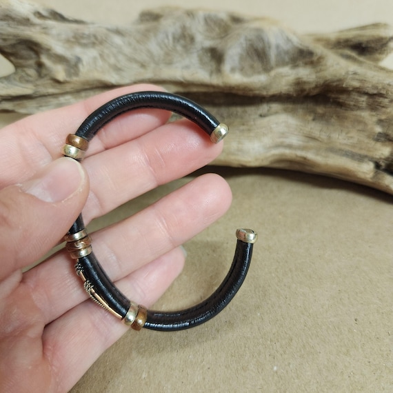 Vintage Leather copper adjustable flexcore bracel… - image 4
