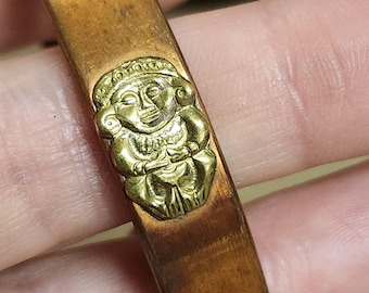 Pulsera vintage de cobre con detalles dorados, estilo colombiano. Sello 1*. Cobre de calidad.