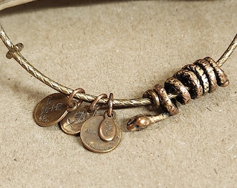 Pulsera vintage de cobre con alambre expandible y diseño de serpiente de Alen & Ani, 19 cm
