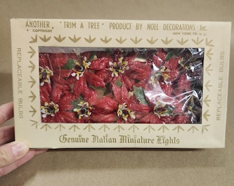 Luces de Pascua italianas en miniatura nuevas y auténticas, caja original, vintage, funcionando, sin usar. De Noel Decorations Nueva York. Fiestas navideñas.