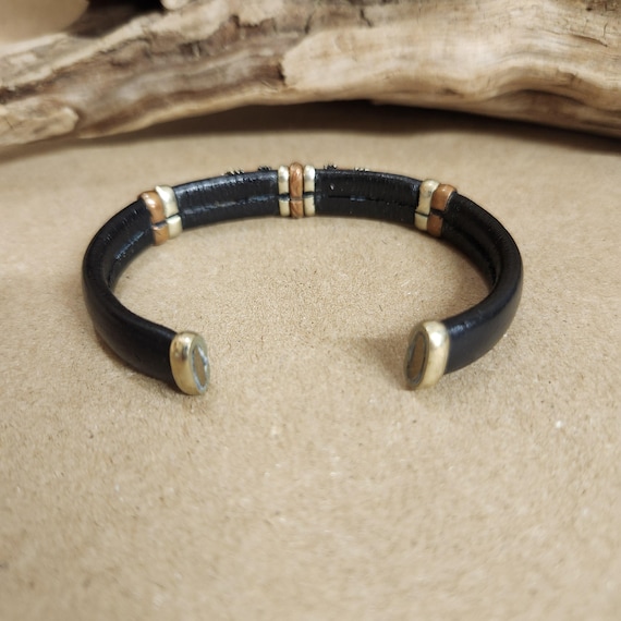 Vintage Leather copper adjustable flexcore bracel… - image 5
