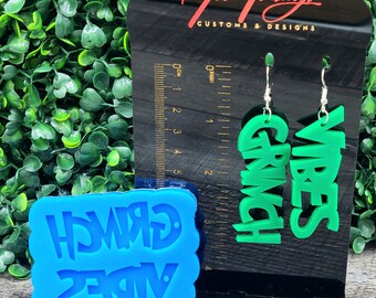 Grinch Green Grouch-oorbellen siliconen mal voor hars, kerstoorbellen harsvorm, kerstharsoorbellen