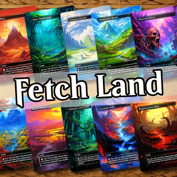 10X Fetch Lands Full Fantasy Art Set • Commander Friendly • MTG Proxy