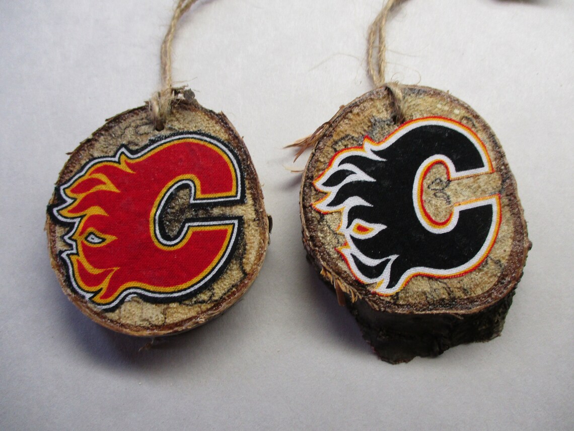 Wood Slices Ornaments Calgary Flames Birthday Gift Etsy