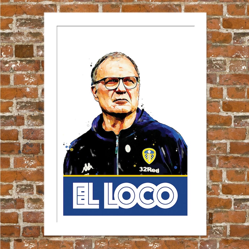 Leeds United Marcelo Bielsa Framed Illustration Print | Etsy