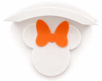 White with Orange bow -  Wall Mount Ear Holder