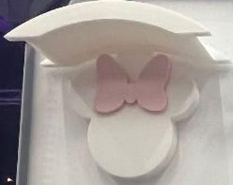White with pink bow -  Wall Mount Ear Holder