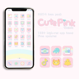 かわいいピンクのアイコンパック かわいい美学 - (iOS18/17/16/15/14)