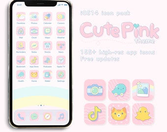 Cute Pink Icon Pack Kawaii Aesthetics - (iOS18/17/16/15/14)