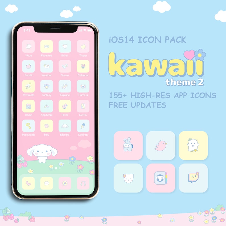 Aesthetic Icon Pack kawaii Cute ios18/17/16/15/14 Etsy