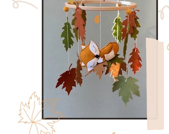 Fall fox mobile, woodland  baby mobile, fox baby mobile, baby gift, new mom gift