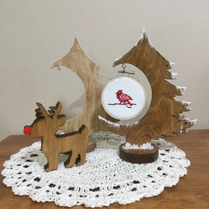 Wood Ornament Cross Stitch Display Tree