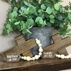 Mini Wood Cross Rustic Tiered Tray Scripture