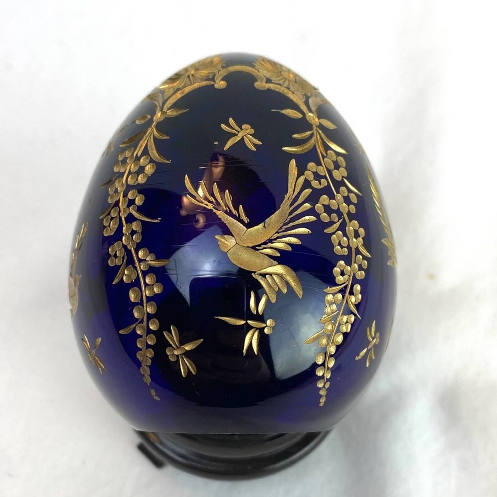 Vintage Russia Etched Art Glass Egg Gold Inlay Handiwork St. Etsy