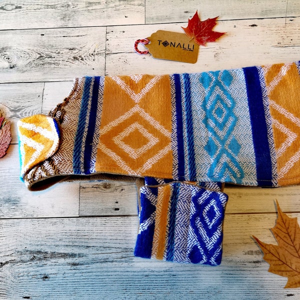 Mexican dog sweater MEDIUM | Dog poncho | Fleece Dog Hoodie | Pet Hoodie | Dog Sweatshirt | Puppy Clothing | Dog Clothes | Outdoor Dog Coat