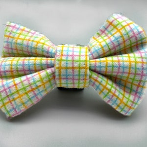 Yellow and Bright Multi Color Plaid Pet Collar Bow/Dog Gift/Cat Gift/Dog Bow Tie/Cat Bow Tie/Holiday/Holiday Gift/Pets/Plaid