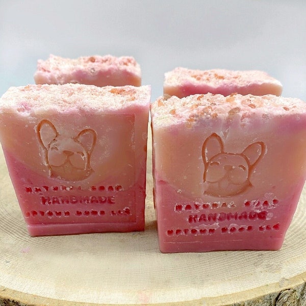 Pink Himalayan Sea Salt Soap/Scented with Sweet Hibiscus and Nectar/Peony/Moroccan Mint/Vitamin E & Aloe Additives/Olive, Coconut Oils