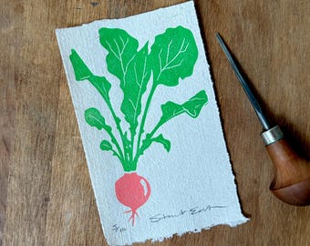 Radish print, 93mm x 145mm