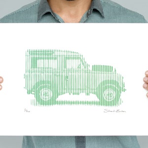Land Rover Series 11 Hand Carved Linocut Print A3