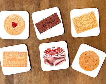 Set di 6 sottobicchieri a forma di biscotto (9 cm quadrati - finitura opaca)