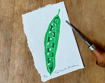 Peas in a pod print, 93mm x 145mm