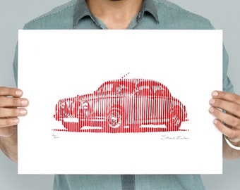 Jaguar MK11 Hand Carved Linocut Print A3