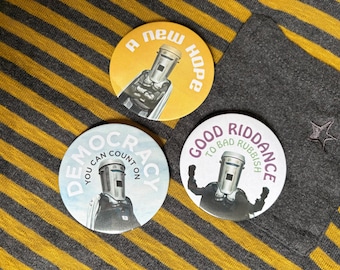 Set of 3 Count Binface badges (58mm)