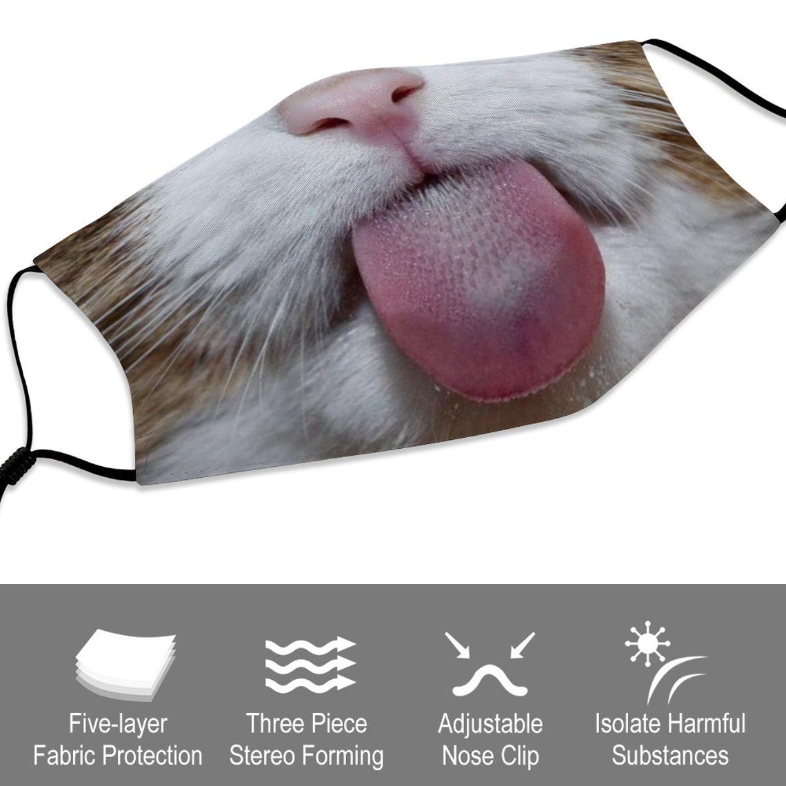 Cat Face Mask with Filter Pocket Nose Wire Cute Cat Mouth Etsy