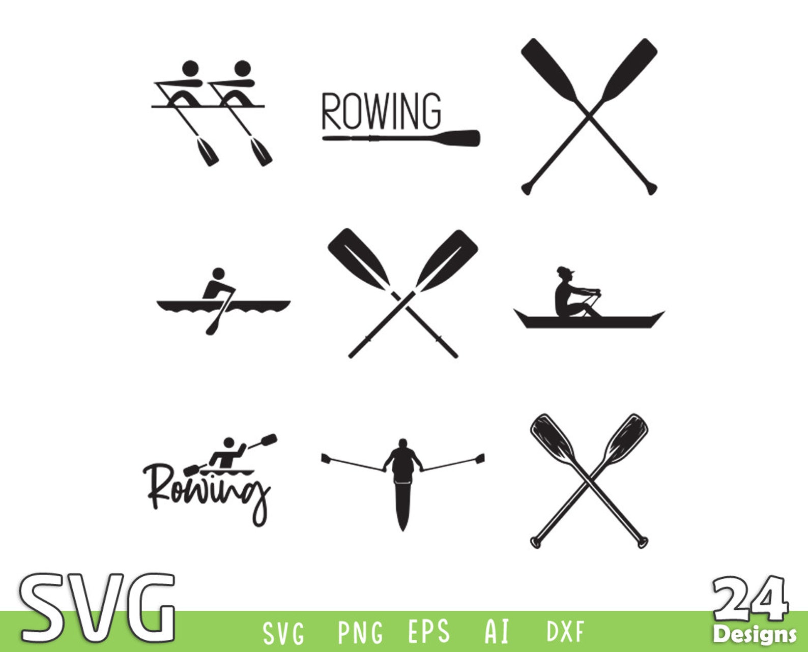 Rowing SVG Bundle Rowing SVG Rowing Silhouette Oar Svg Oar Etsy