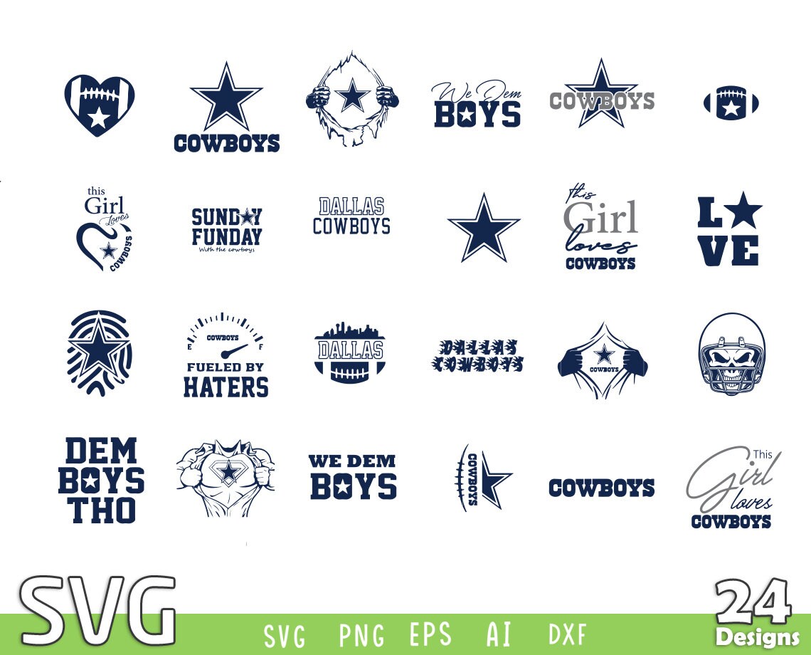 Dallas Cowboys SVG bundle, NFL American Football Logo Design Silhouet…