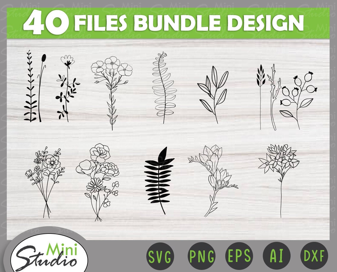 Download Wildflowers SVG Bundle Hand Drawn Wild Flower Clipart | Etsy