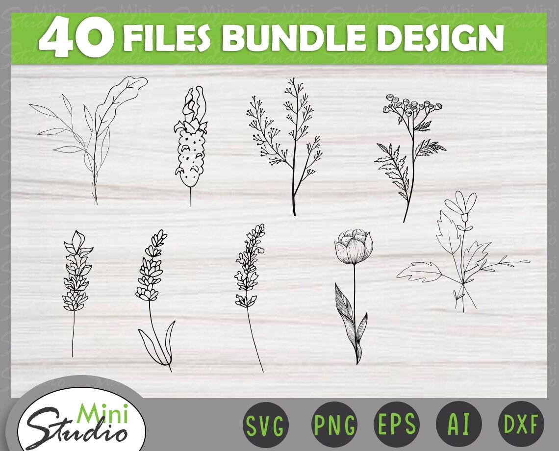 Download Wildflowers SVG Bundle Hand Drawn Wild Flower Clipart | Etsy