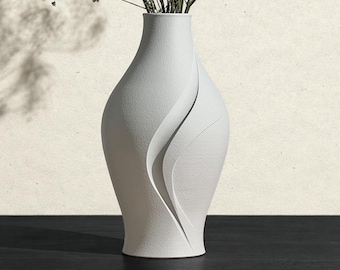 Sculptural Wave Vase, Modern Flower Vase, Smoke-Inspired Minimalist Decor