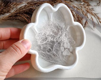 Gepersonaliseerde pot hondenbont, schaduwdoos huisdier gedenkteken