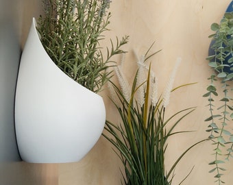 Peace Lily white planter, Cotton white plant pot, Lightweight wall mounted plant pot, Hanging succulent round pot, indoor wall plant holder