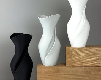 Modern Abstract Flower Vase: Elegant Wavy Design, 3D Printed Home Decor