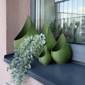Wandplantpot voor buiten, bloempot op vensterbank, lichtgewicht druppelvormige plantenbak, moderne designcontainer, wandplanthouder voor buiten
