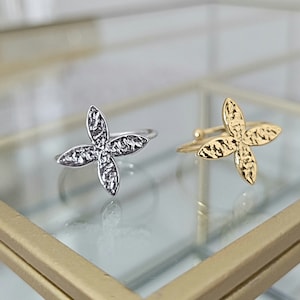 Lucky ring in adjustable stainless steel.