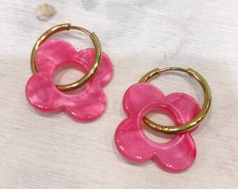 Boucles D'oreilles Longues En Acrylique Bleu - Fermoir En Acier Inoxydable, Motif Chat, 4 Cm