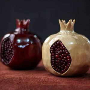 Set of 2 Big sized Armenian wooden pomegranates Special home decor gift Beautiful home decor