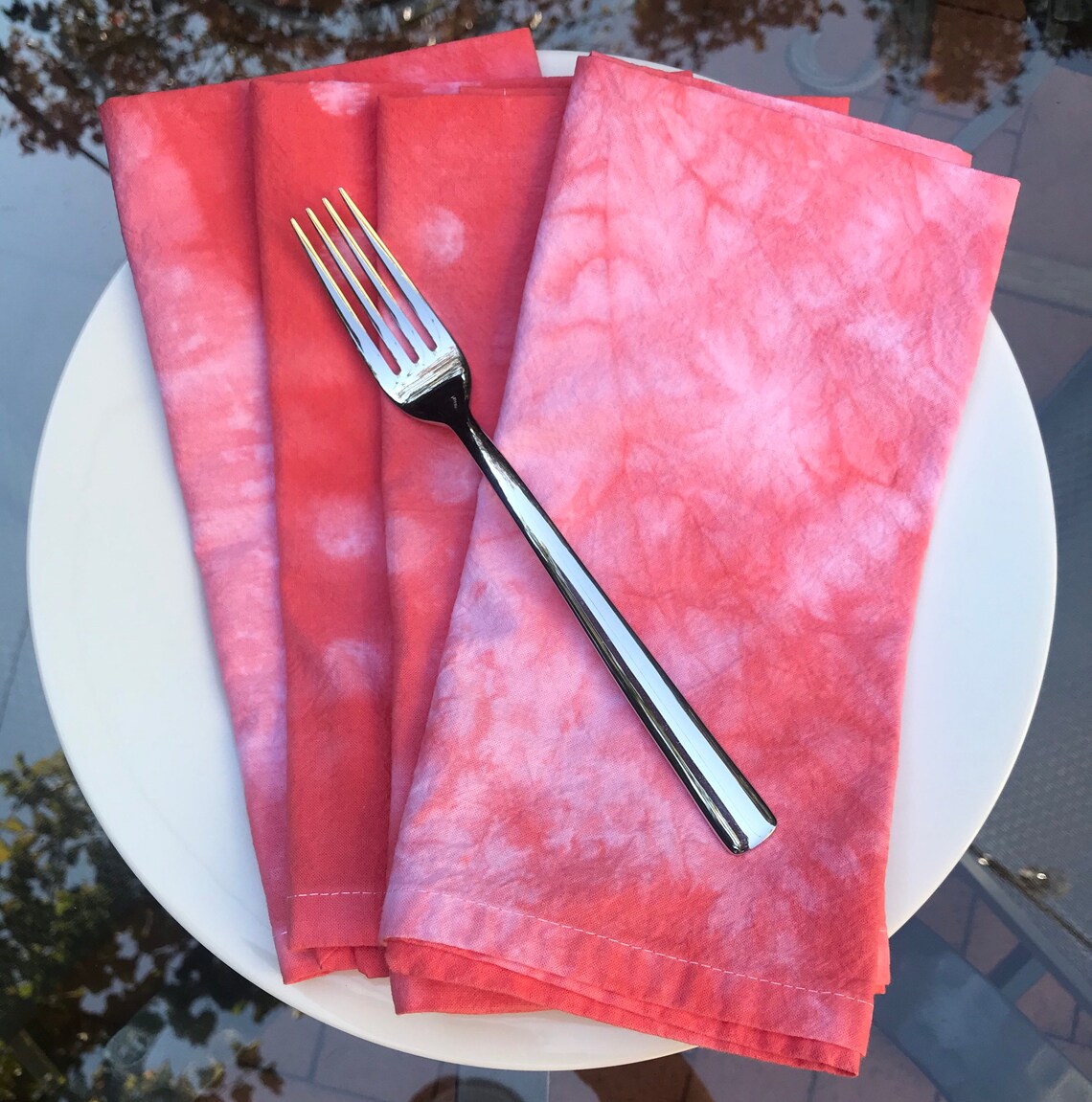 4 EA. Handdyed cloth napkins. Coral Etsy