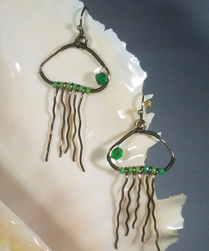 Jellyfish Earrings Beach Earrings Nautical Earrings Jewelry Etsy