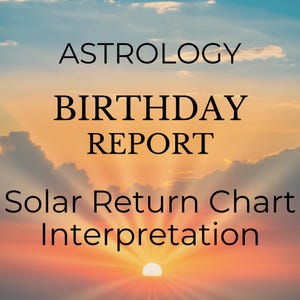 Lectura de astrología del retorno solar; Informe de cumpleaños; Lectura del año venidero