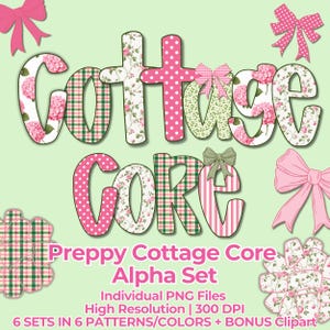 Preppy Floral Grand Millennial Alphabet Watercolor Alpha Set Retro Floral Flower Wedding Shower Font PNG Letters Doodle Alpha Clipart PNG