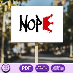 Druckbare Trump NO Kings Day Parade Umzug Schilder NOPE Trumpf Clown Krone Demonstration Kundgebung Schilder Druck zu Hause Faschismus Printable Keine Cons Könige