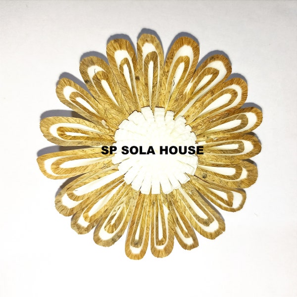 100pcs Chip Sunflower, Sola Wood Flower, Fleur artificielle pour la décoration - Disponible en ensembles de 6cm et 8cm. en diamètre