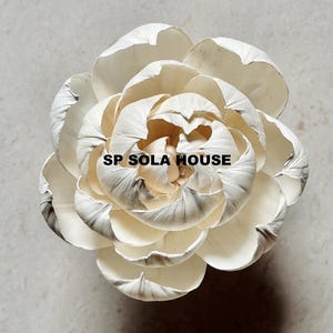 Handgemaakte pioenroos solahoutbloem – natuurlijke witte roos (12 cm)