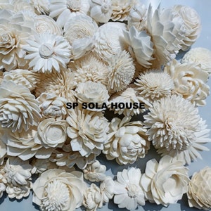Sola Holzblumen 4 cm bis 8 cm Durchmessersortiment, Sets mit 50 Stück, 100 Stück und 200 Stück Balsaholzblumen, Kunstblumen zur Dekoration,