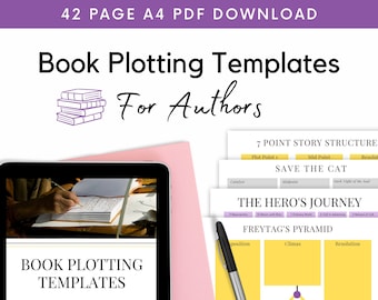 Book Plot Templates Plotting Bundle | Chapter | Scenes | Save the Cat | 7 Point Story Structure | Book Writing | Frytag's Pyramid | Romance