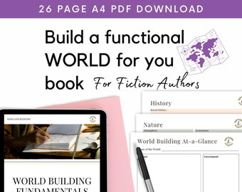 World Building Worksheets, Novel Writers, Planner, Organizer, Fantasy, Fiction, Author, PDF, Instant Download, NaNoWriMo,